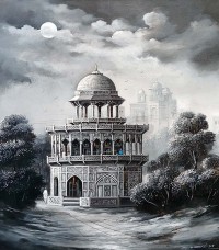G. N. Qazi, 23 x 27 inch, Acrylic on Canvas, Cityscape Painting, AC-GNQ-093